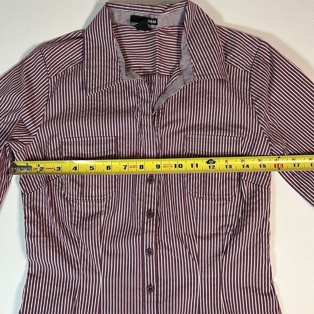 Vintage H&M Striped 3/4 Sleeve Shirt -Y2K - Size 8 - Picture 2 of 5